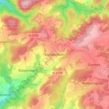 Topografische kaart Enchenreuth, hoogte, reliëf