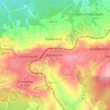 Topografische kaart Käswasser, hoogte, reliëf