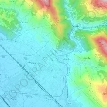 Topografische kaart Ripa, hoogte, reliëf