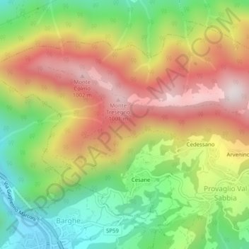 Topografische kaart Le Corne, hoogte, reliëf