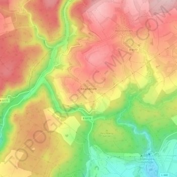 Topografische kaart Eckartsbrunn, hoogte, reliëf