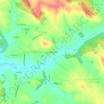 Topografische kaart Lamothe d'Allès, hoogte, reliëf
