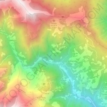 Topografische kaart Cacet, hoogte, reliëf