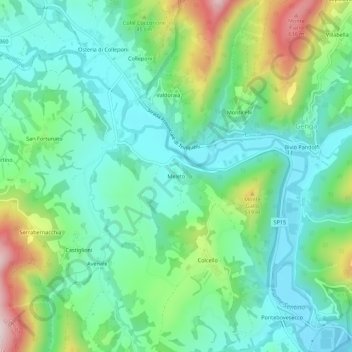 Topografische kaart Meleto, hoogte, reliëf