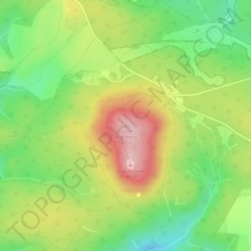 Topografische kaart Großer Auerberg, hoogte, reliëf