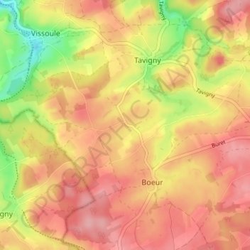 Topografische kaart Wandebourcy, hoogte, reliëf