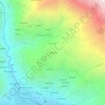 Topografische kaart Chiapinetto, hoogte, reliëf