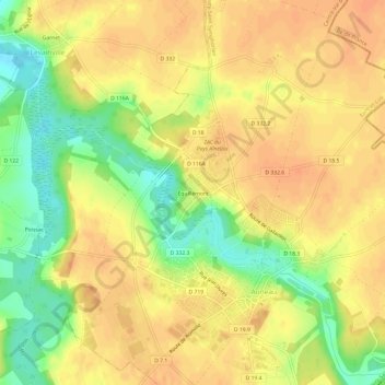 Topografische kaart Équillemont, hoogte, reliëf