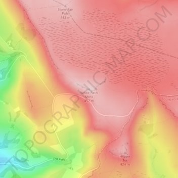 Topografische kaart White Path Moss, hoogte, reliëf