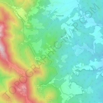 Topografische kaart Toscolano, hoogte, reliëf