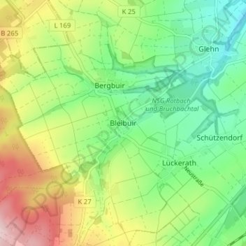 Topografische kaart Bleibuir, hoogte, reliëf