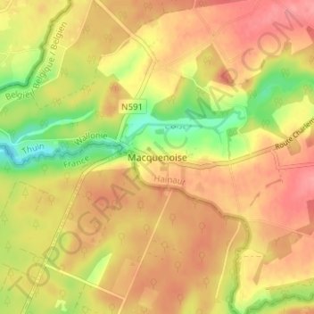 Topografische kaart Macquenoise, hoogte, reliëf