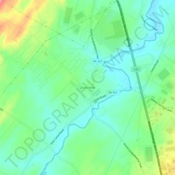 Topografische kaart Zions View, hoogte, reliëf