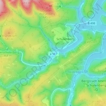 Topografische kaart Mittelschulenberg, hoogte, reliëf