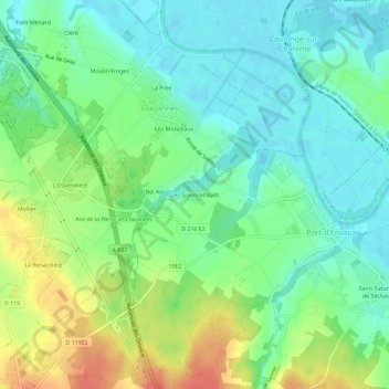 Topografische kaart Les Goumaillauds, hoogte, reliëf