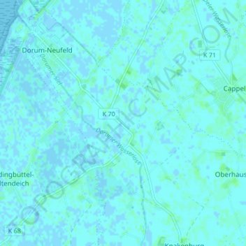 Topografische kaart Dorum-Niederstrich, hoogte, reliëf