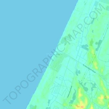 Topografische kaart Te Horo Beach, hoogte, reliëf