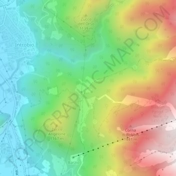 Topografische kaart Passo di Nava, hoogte, reliëf