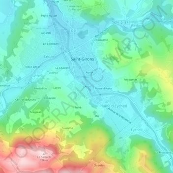 Topografische kaart L'Arial, hoogte, reliëf