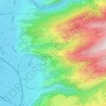 Topografische kaart Bildstein, hoogte, reliëf