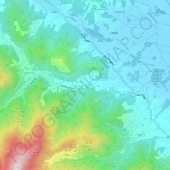 Topografische kaart Pieve di Compito, hoogte, reliëf