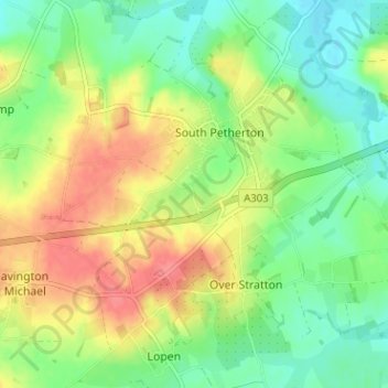 Topografische kaart Moor, hoogte, reliëf