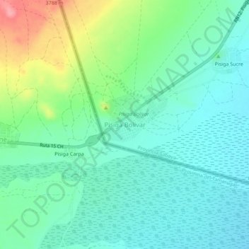 Topografische kaart Pisiga Bolívar, hoogte, reliëf