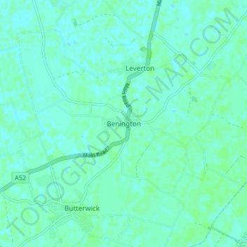 Topografische kaart Benington, hoogte, reliëf
