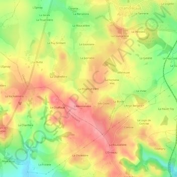 Topografische kaart La Boutinardière, hoogte, reliëf