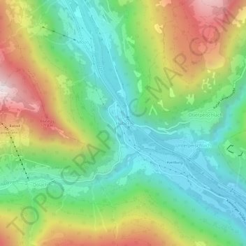 Topografische kaart Huben, hoogte, reliëf
