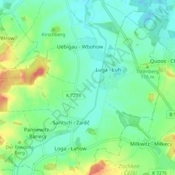 Topografische kaart Krinitz, hoogte, reliëf