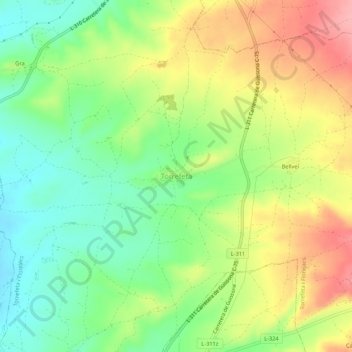 Topografische kaart Torrefeta, hoogte, reliëf