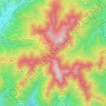 Topografische kaart Castagnola, hoogte, reliëf