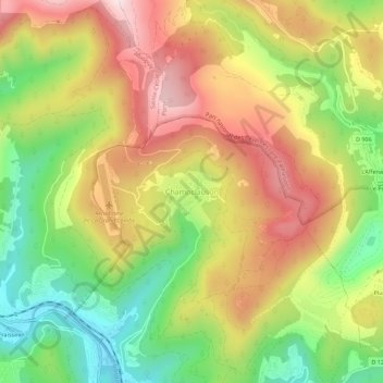 Topografische kaart Champclauson, hoogte, reliëf