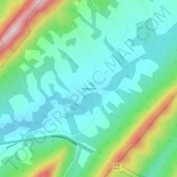 Topografische kaart Amberson, hoogte, reliëf
