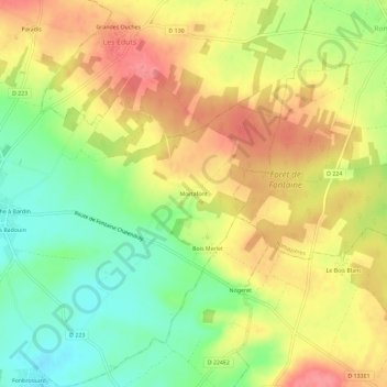 Topografische kaart Mortafont, hoogte, reliëf