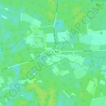 Topografische kaart Allerhop, hoogte, reliëf