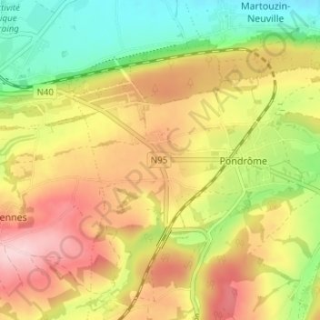 Topografische kaart Le Tilleul, hoogte, reliëf