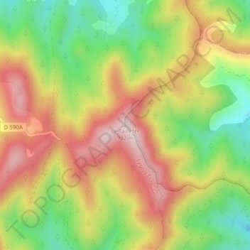 Topografische kaart Le Taillefer, hoogte, reliëf