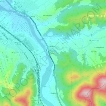 Topografische kaart Pessino, hoogte, reliëf