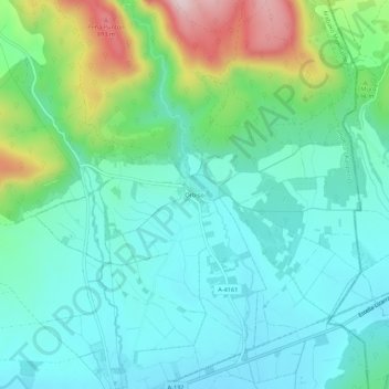 Topografische kaart Orbiso, hoogte, reliëf