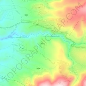 Topografische kaart Jofin, hoogte, reliëf