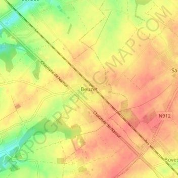 Topografische kaart Beuzet, hoogte, reliëf