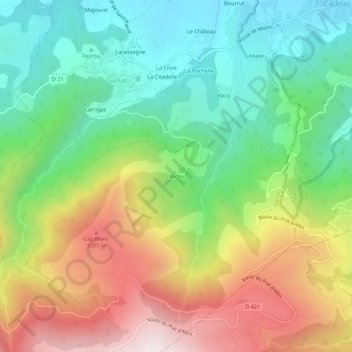 Topografische kaart Micou, hoogte, reliëf