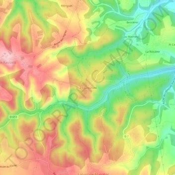 Topografische kaart La Courounelle, hoogte, reliëf