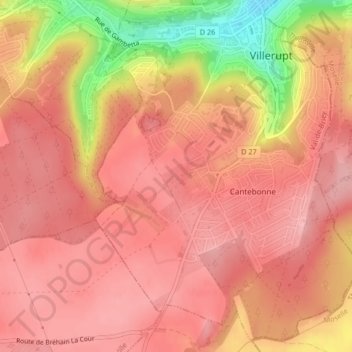 Topografische kaart Saleille, hoogte, reliëf