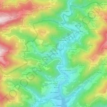 Topografische kaart La Gageyre, hoogte, reliëf