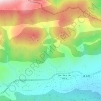 Topografische kaart La Cabrera, hoogte, reliëf