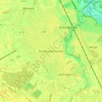 Topografische kaart Dorfbauernschaft, hoogte, reliëf