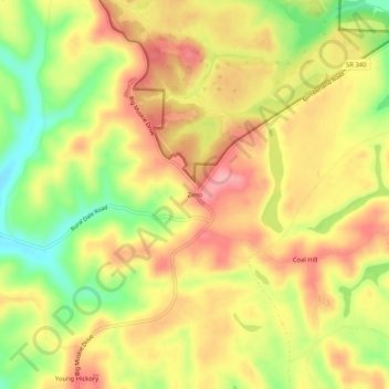 Topografische kaart Zeno, hoogte, reliëf